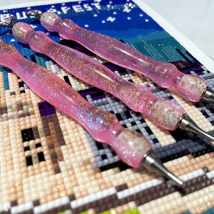 HOMFUN Diamantmalerei-Stift in Rosa-Gold mit Metall-Schraubgewinde-Spitzen für Stickerei und Diamond Painting - Bild 4