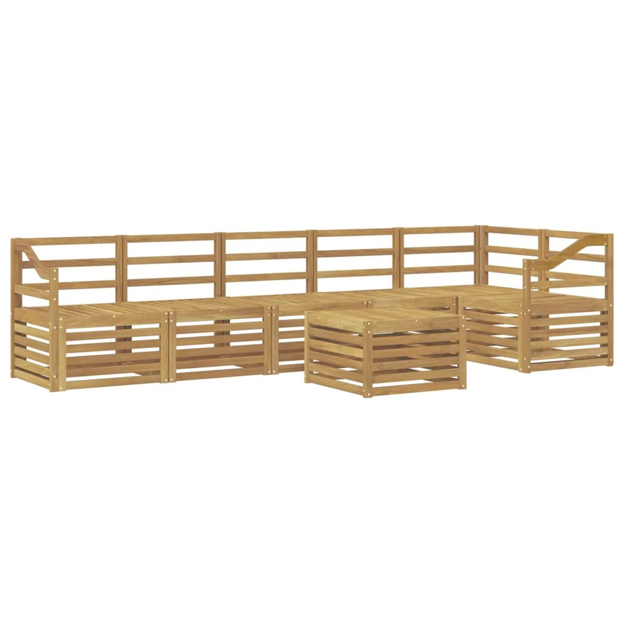 vidaXL Outdoor-Sofagarnitur aus Akazienholz in Weiß, 7-teiliges L-Shape Set mit Tisch und Latten-Design, B/T/H: 59 x 59 x 37 cm - Bild 2