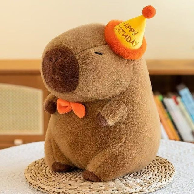 Capybara Plüschtier Set Mama mit 4 kleinen Capybaras, Plüschpuppen, Stofftierkissen - Bild 1