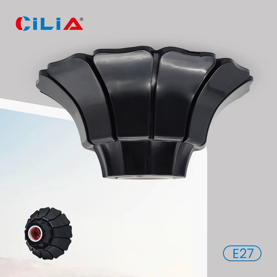 Pendelleuchtenhalter in Blütenblattform mit E26 E27 Fassung, minimalistisches Design aus Kunststoff, erhältlich in Schwarz oder Weiß - Bild 4