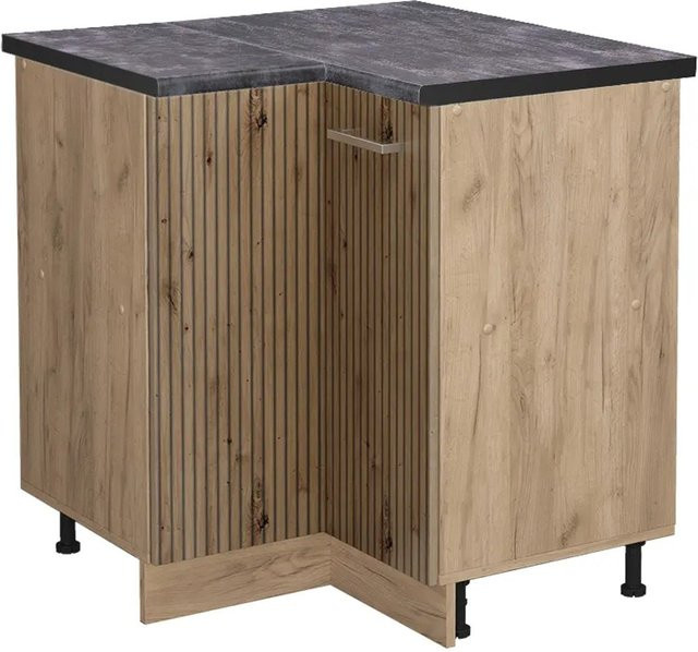 Vicco Eckunterschrank R-Line Artisan-Eiche und Goldkraft Eiche in Anthrazit, B/T/H: 75,6 x 60,0 x 81,6 cm - Bild 1