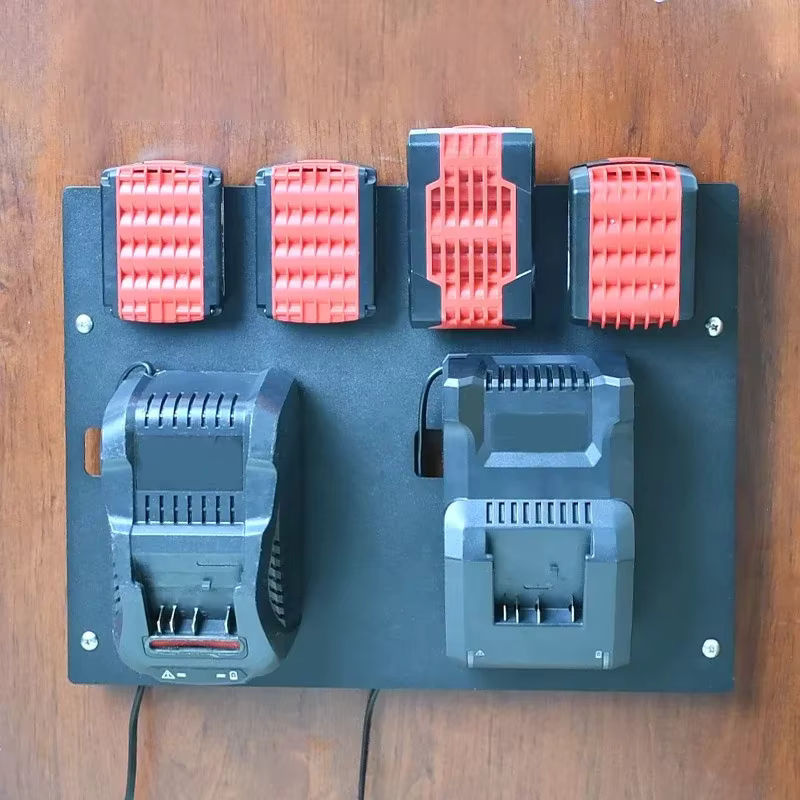 Metall Batteriespeicher Halterung für Bosch 14.4V/18V Akkus, Wandhalterung aus Metall in Schwarz, B/T/H: 42,0 x 31,0 cm - Bild 4