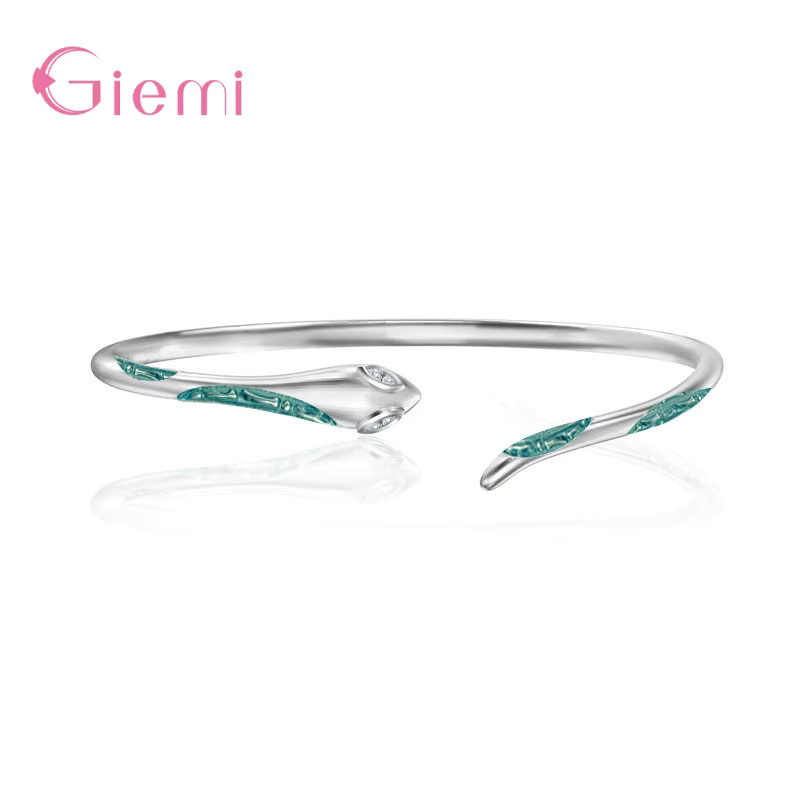 Giemi Armreif 925 Silber, Schlangendesign, Zirkonia, Damen - Bild 2
