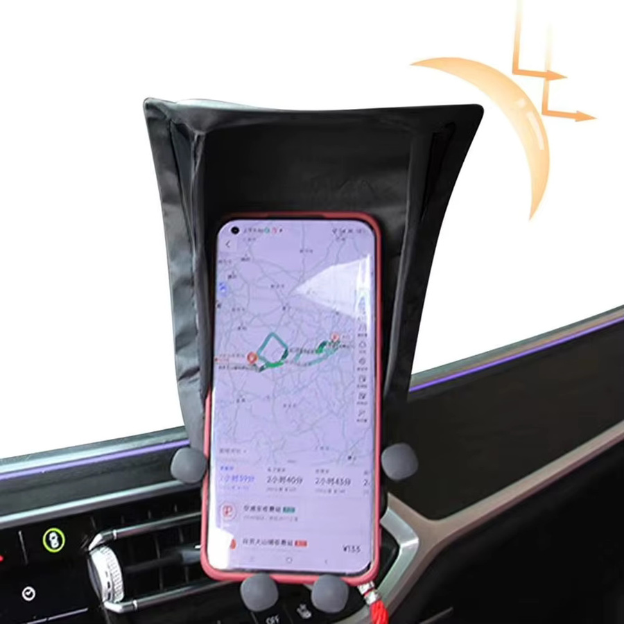 NIGHTKIST Handy-Sonnenschirm als Sonnenschutz für dein Smartphone im Auto oder Motorrad, Farben: Silber und Schwarz - Bild 4