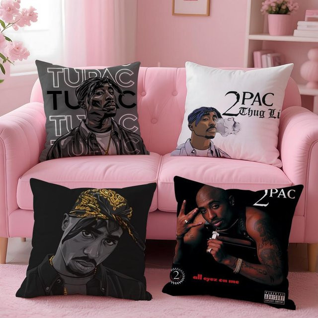 2P-PAC Tupac S-Shakur Kissenbezug, quadratisch, Schwarz, Breite: 30,0 cm - Bild 1