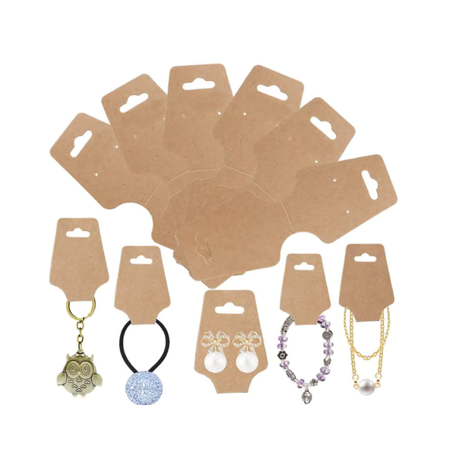 50 Stück Kraftpapier Schmuckpräsentationskarten in Braun für Halsketten und Armbänder zur DIY-Schmuckpräsentation - Bild 2