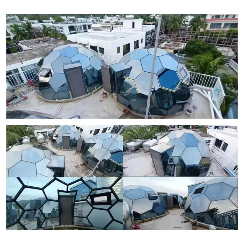 Modernes geodätisches Kuppelzelt aus transparentem Polycarbonat als wind- und schneesicheres Winterhaus in Iglu-Design - Bild 3