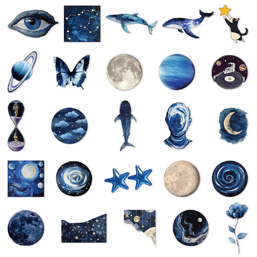 Charile Universum Galaxy Aufkleber, transparent, blau, 10-teiliges Set - Bild 4