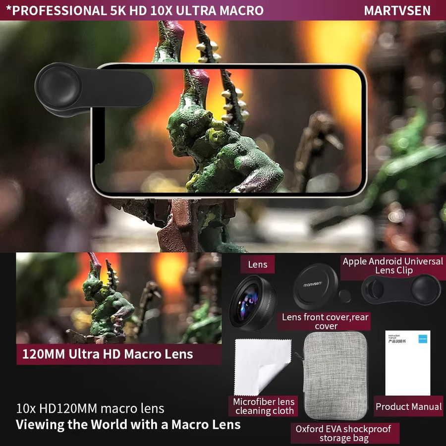 MARTVSEN High Definition Makroobjektiv 10-20X für Smartphones und iPhone sowie Samsung in Schwarz für Nahaufnahmen von Blumen und Insekten - Bild 3