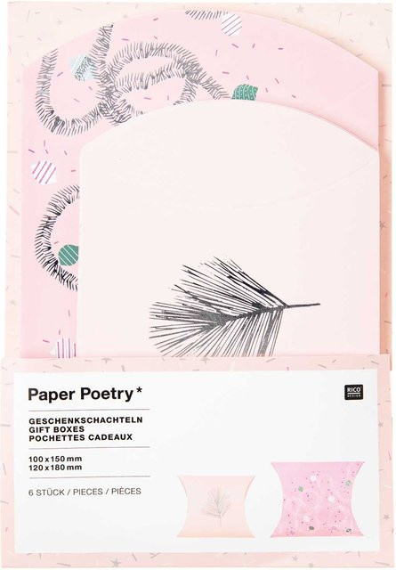 Rico Design Paper Poetry Geschenkschachteln Nostalgic Christmas in Rosa, 6 Stück - Bild 1