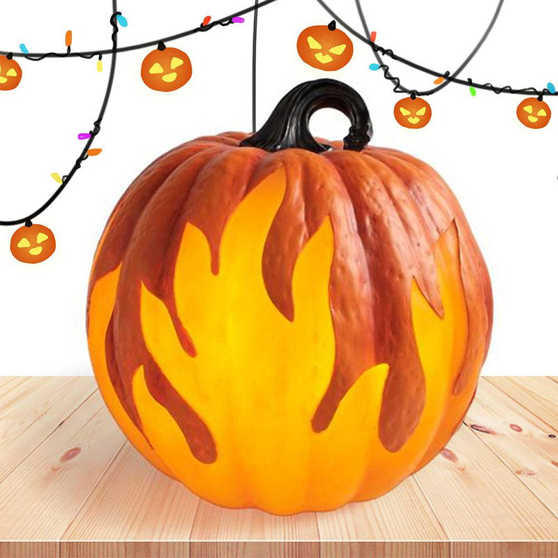Batteriebetriebene Halloween Kürbislaterne Jack O Lantern in Orange und Braun von TOMTOP JMS als Tischdeko - Bild 3