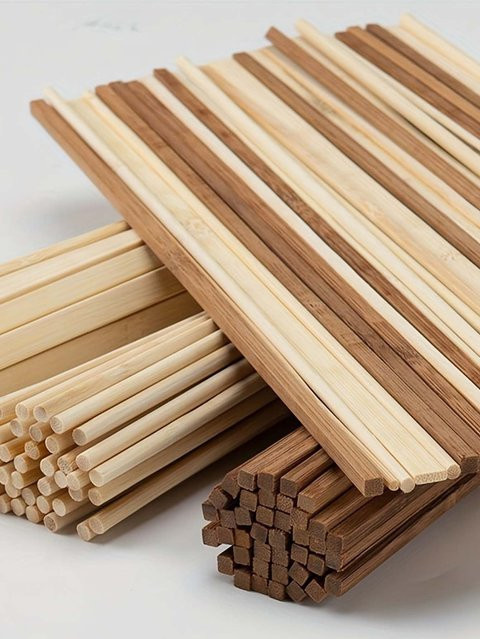 10 Stück Holzstäbe in rund und quadratisch für Bastelarbeiten und Modellbau - Bild 1