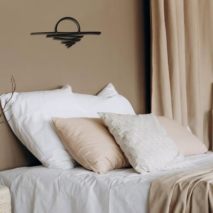 CIFBUY Mid-Century Modern Wandkunst Sonnenaufgang aus schwarzem Metall als abstraktes Boho-Dekor - Bild 3