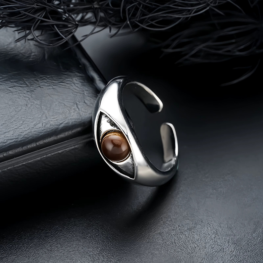 LENNIK Retro-Ring Horusauge, versilbertes Kupfer, Unisex - Bild 6