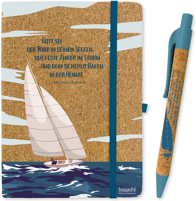 Schreibset Gott sei der Wind in deinen Segeln von Verlag Hintermann in Multicolour mit Korkelementen, Format A5 - Bild 1