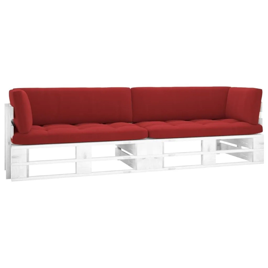vidaXL 2-Sitzer-Palettensofa aus rustikalem Kiefernholz in Weiß mit Sitzkissen und Armlehnen - Bild 2