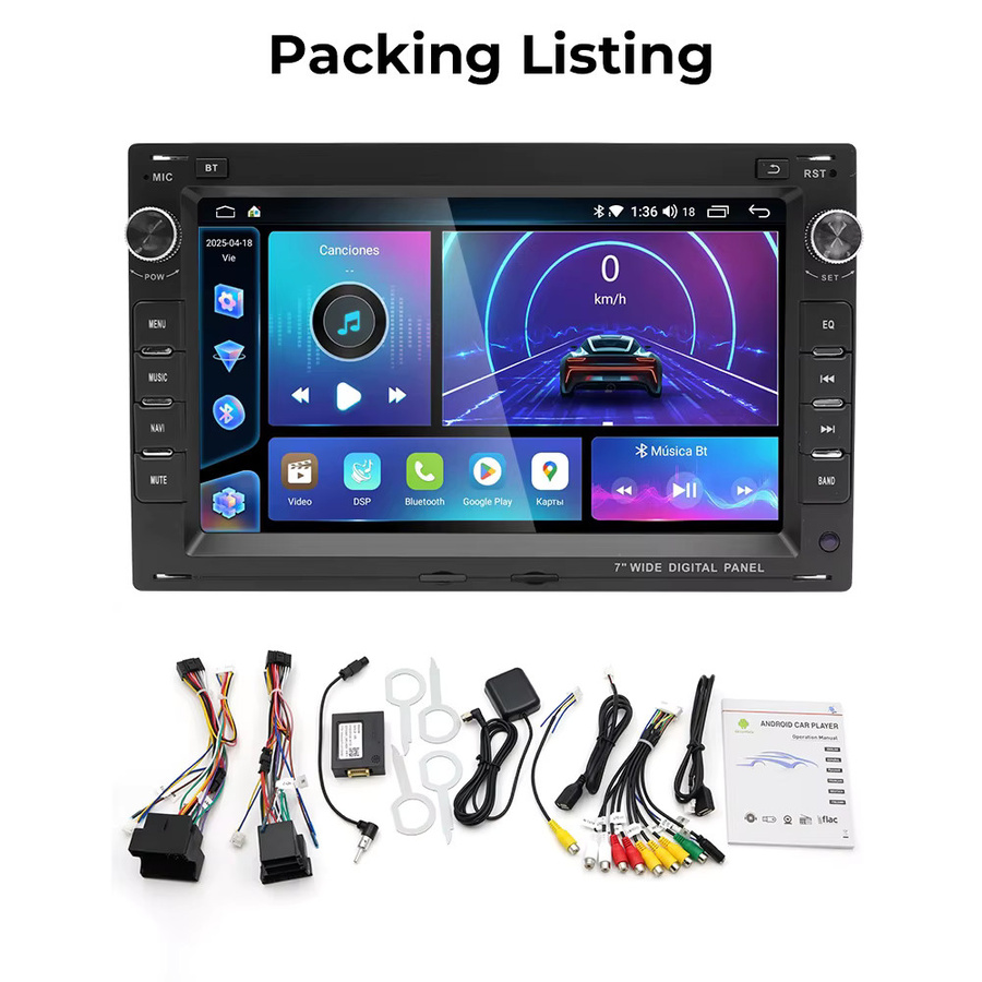 Gearelec Android 14 Autoradio mit 7 Zoll Display für Volkswagen VW Passat Golf Polo Bora T5, Multimediaplayer mit GPS, WLAN und AUX-Eingang, Schwarz - Bild 7
