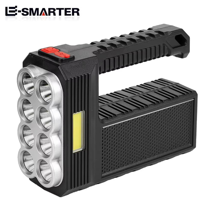 ESMARTER Outdoor Camping Suchscheinwerfer mit 8 LED Lampen, Solar und USB-Ladung, tragbare Handheld Taschenlampe in Schwarz mit 4 Beleuchtungsmodi - Bild 4