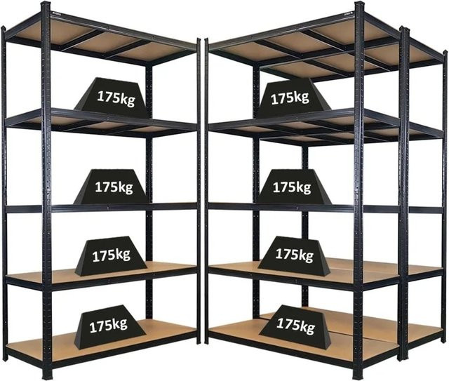 PROREGAL Schwerlastregal Giant Ragnar Set aus 3 Regalen, Schwarz, H x B x T: 200 x 120 x 50 cm, 5 MDF-Platten-Ebenen, Fachlast 175 kg - Bild 1