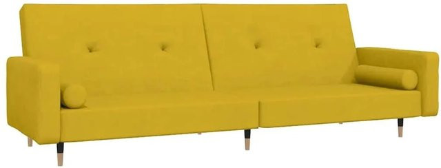 vidaXL Schlafsofa 2-Sitzer Click-Clack mit 2 Kissen aus Gelbem Samt - Bild 1