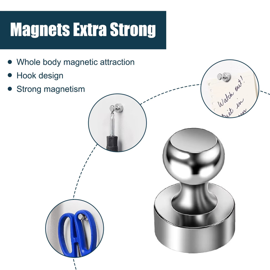30 Stück magnetische Kühlschrankmagnete aus Metall in Silber für Whiteboard, Büro und Küche - Bild 2