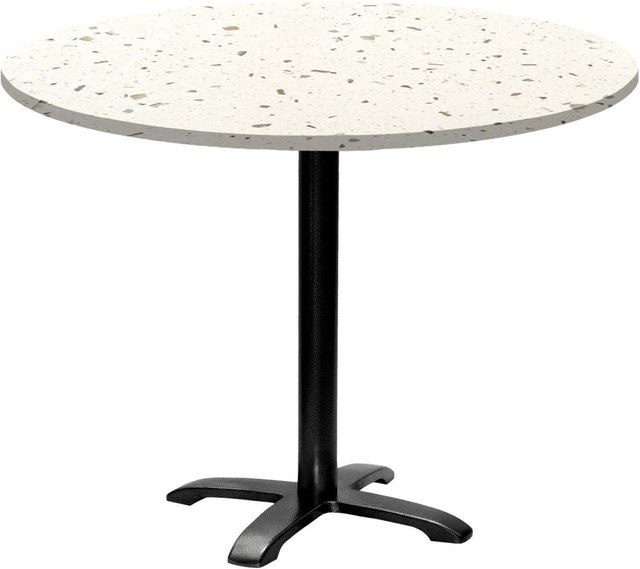 RestooTab Tisch Bazila rund mit Terrazzo Platte in Stein-Optik und schwarzem Gestell, Höhe: 74 cm, Durchmesser: 110 cm - Bild 1