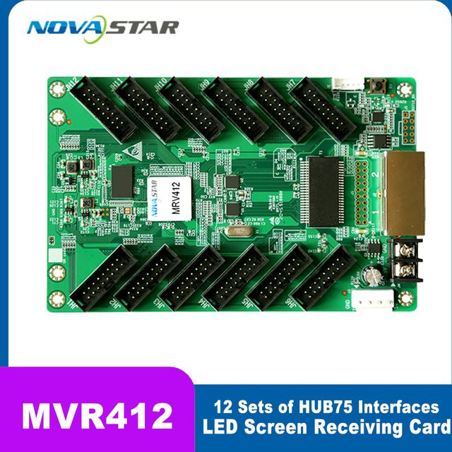 Novastar MRV412 Vollfarb-LED-Videobildschirm Empfangskartenkassette in Grün mit 12 HUB75E-Ports und 512 x 512 Pixeln - Bild 1