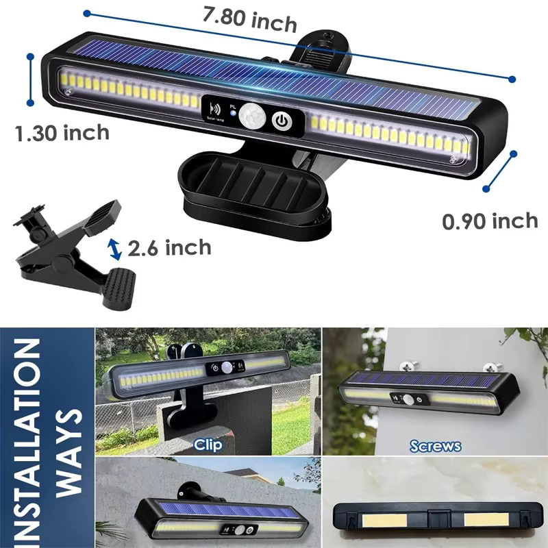 Solarbetriebene Clip-on-Bewegungsleuchten für den Außenbereich mit 36 LEDs in Schwarz, wasserdichte LED-Zaunleuchten für den Garten mit Bewegungssensor und kühlem Weißlicht - Bild 5