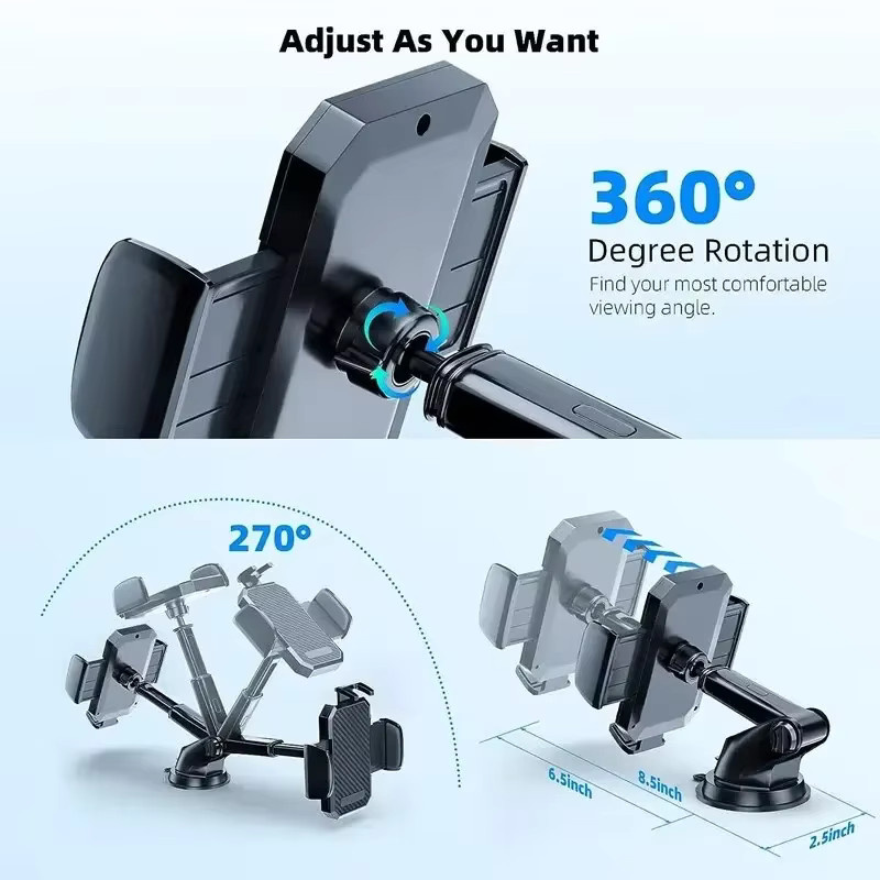 Autotelefonhalter Sucker Mount Saugnapf-Ständer für iPhone, Xiaomi, Huawei und Samsung in Schwarz - Bild 3