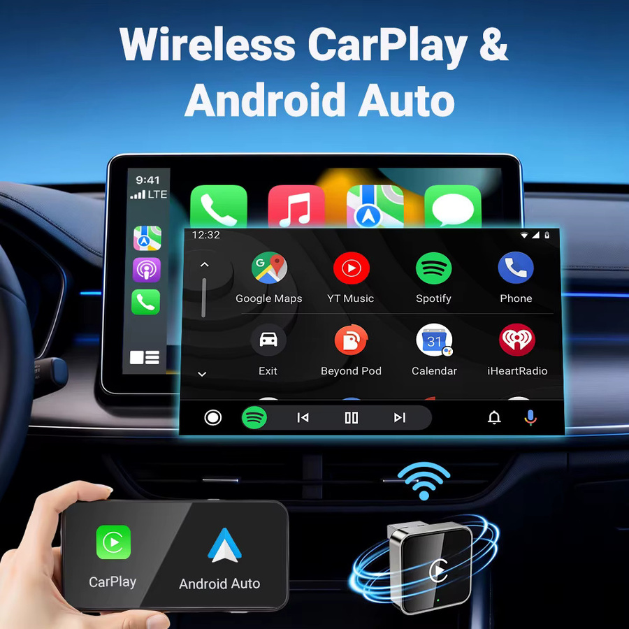 XUDA 2in1 Wireless CarPlay und Android Auto Adapter AI Smart Box für Autos mit kabelgebundenem CarPlay - Bild 2