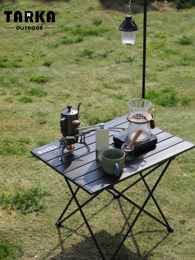 Tragbarer und zusammenklappbarer Aluminiumtisch von TARKA in Schwarz, ultraleichter Camping- und Picknicktisch für Garten, Angeln und Outdoor-Aktivitäten - Bild 5