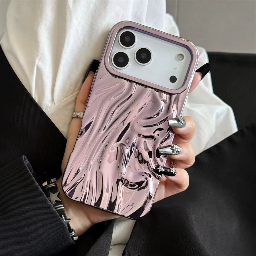 Goldene 3D Water Ripple Schutzhülle für Apple iPhone 11 bis 17 Pro Max aus galvanisiertem TPU Soft Cover - Bild 2