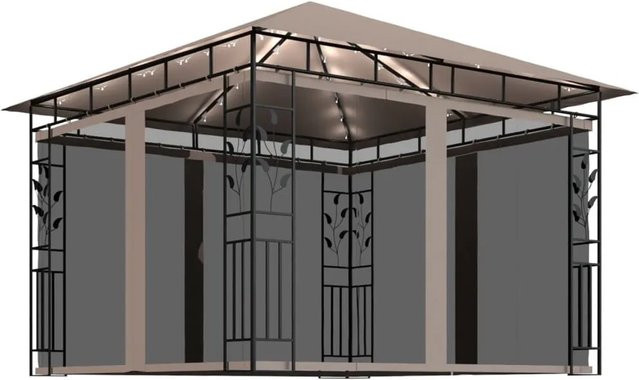 vidaXL Pavillon mit Moskitonetz und LED-Lichterkette in Beige, B/T/H: 300 x 300 x 273 cm - Bild 2