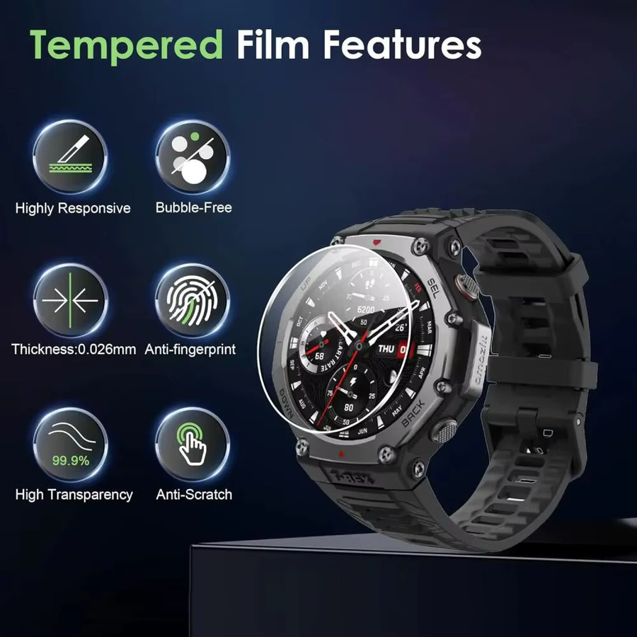 Huami Displayschutzfolie aus Glas für Amazfit T-Rex 3/3Pro, transparent - Bild 3