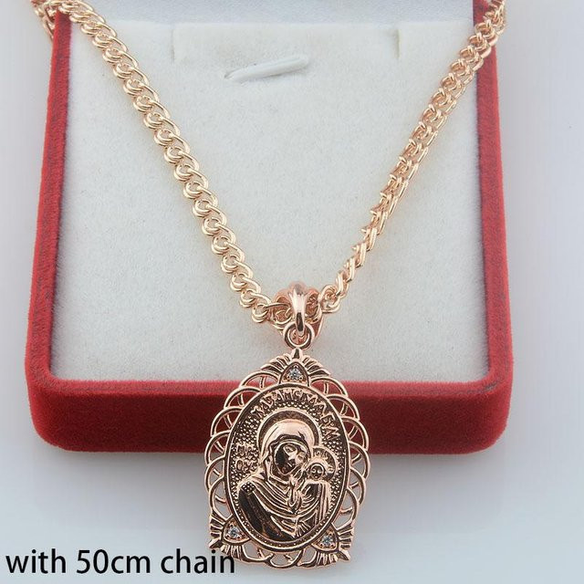 Fotoanhänger mit Kette, 585 Roségold, Mutter und Sohn, Unisex - Bild 1