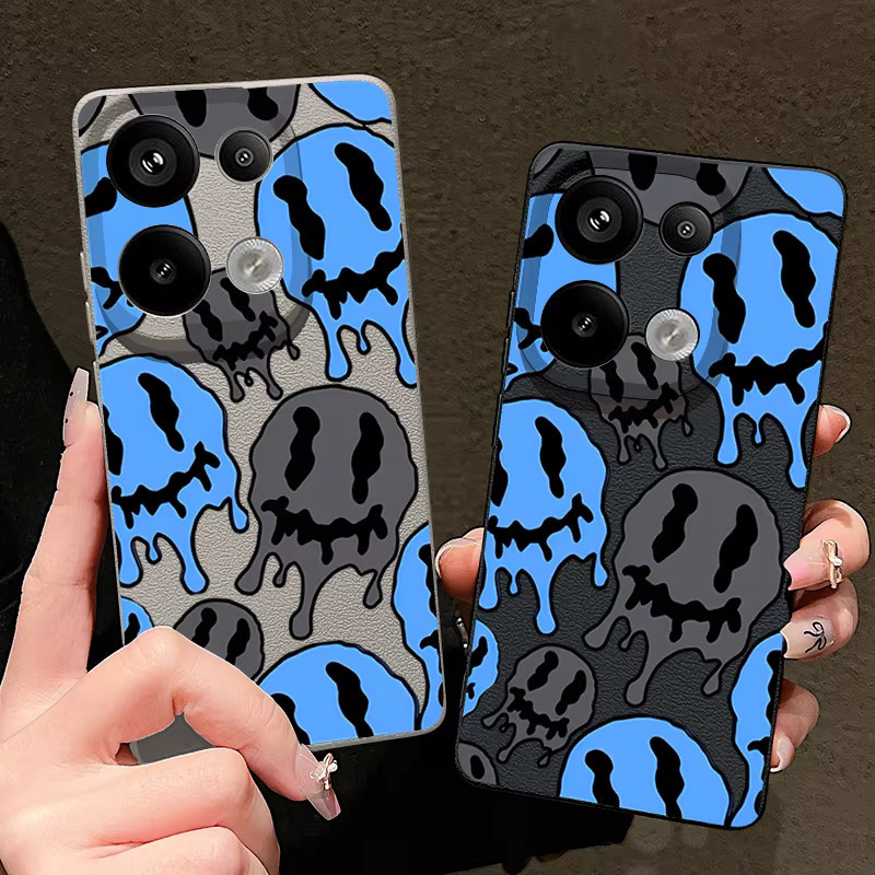 Xiaomi Handyhülle mit Geister-Skelett-Muster in Blau und Multicolour aus TPU Soft Cover mit Lederstruktur für Redmi Note 14 13 12 11 13C 4G Note 14 13 Pro Plus 5G - Bild 2