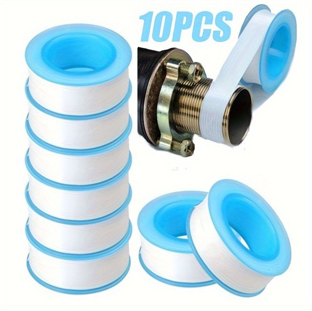PTFE-Dichtungsband für Wasserrohre in Blau und Weiß - Bild 1