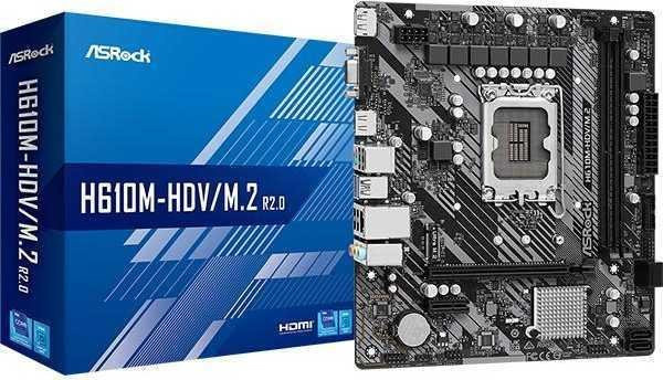 ASRock H610M-HDV/M.2 Motherboard micro ATX mit LGA1700-Sockel, H610 Chipsatz, DDR4, Gigabit LAN und Onboard-Grafik in Schwarz - Bild 1