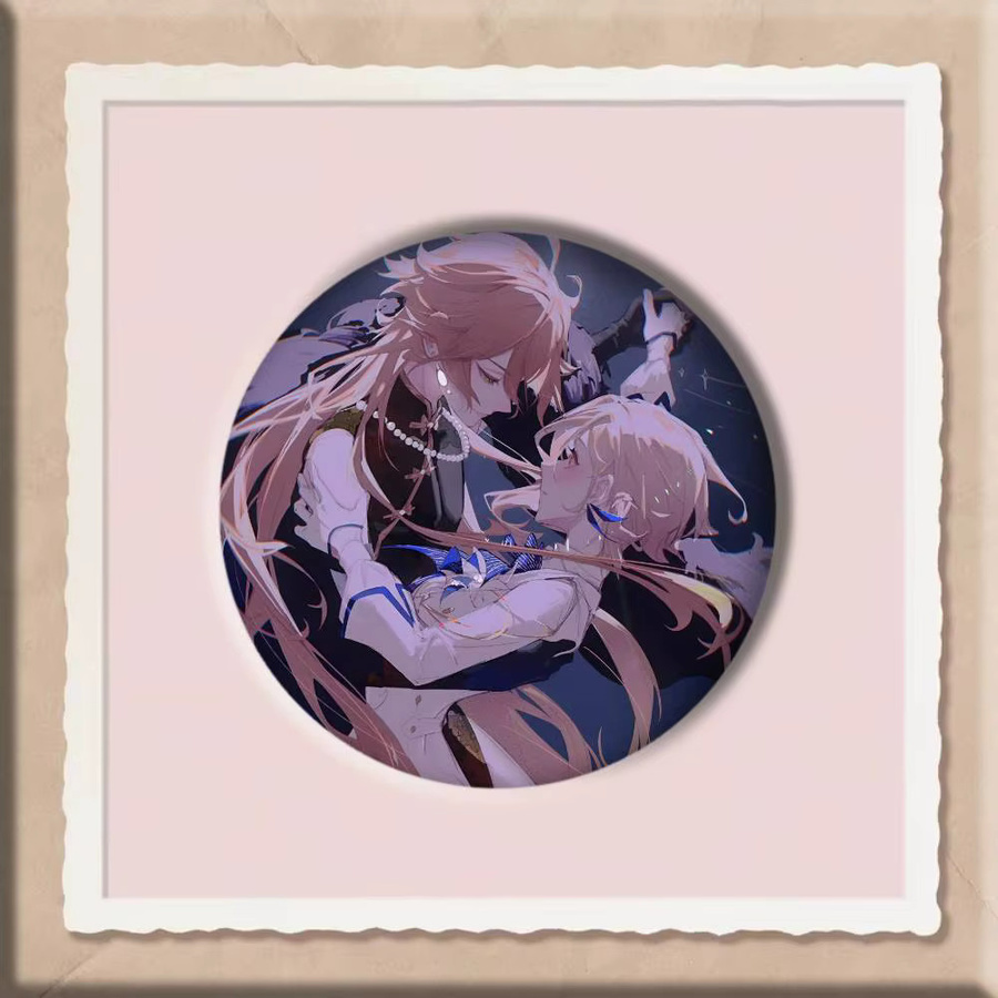 Anime Genshin Impact Aether X Lumine Abzeichen Runde Kunstbrosche, Unisex - Bild 5