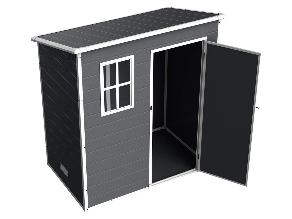 PARKSIDE® Gartengerätehaus S Pent in Anthrazit und Grau mit Fenster und Schloss, B/T/H: 180,0 x 105,0 x 105,0 cm - Bild 4