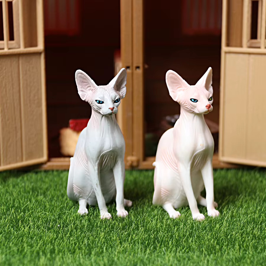Sphynx haarlose Katze Devon Rex siamesische Katzen, Modell Figuren, handbemalt - Bild 2
