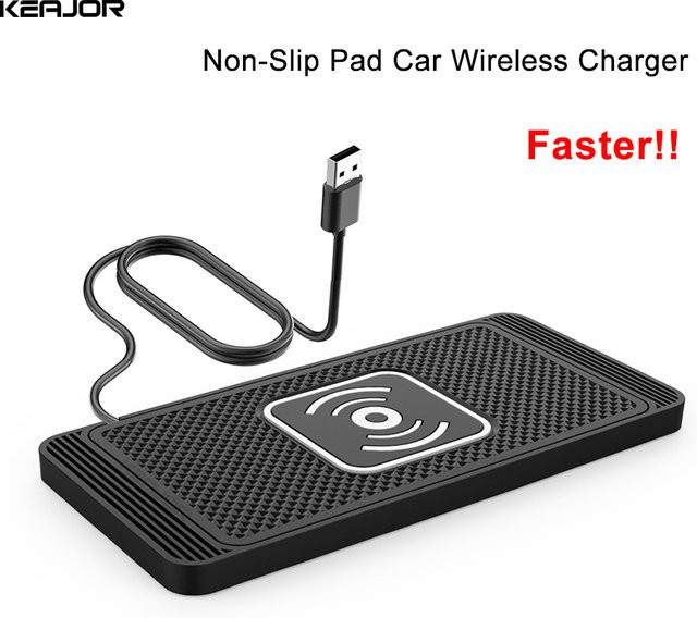 raugee Drahtloses Auto-Ladegerät aus Silikon mit USB-C, rutschfestes Schnelllade-Pad für iPhone 15 14 13 12, Samsung S24 S23 und Xiaomi, Schwarz - Bild 1