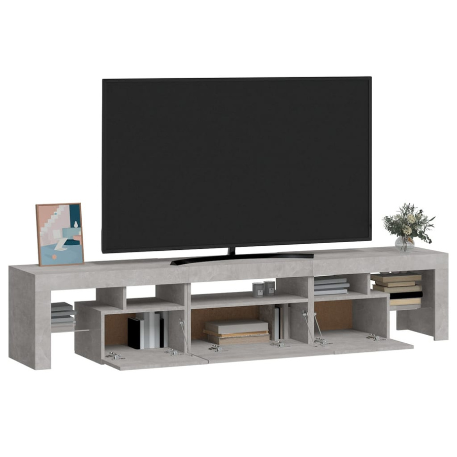 vidaXL TV-Schrank modern mit LED-Beleuchtung in Betongrau, B/T/H: 200 x 36,5 x 40 cm - Bild 4