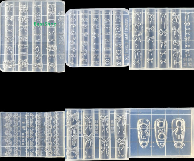 HNKMP Nail Art Form, 3D Silikon, Schleife, geprägte Maniküre Dekor - Bild 1