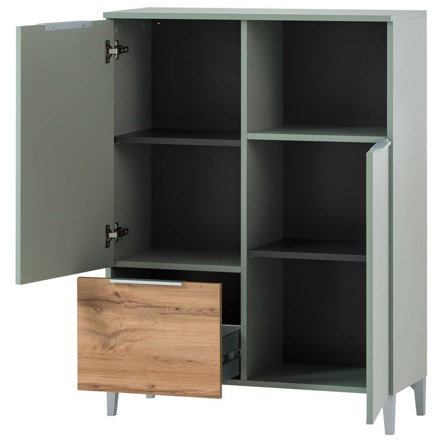 Midischrank Smilla von Möbelpartner in Pistazie mit Eiche Landhaus Dekor, B/H/T: 80,4 x 109,6 x 31,9 cm - Bild 3