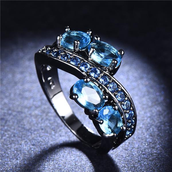 Bamos Vintage-Ring, Kupfer, königsblau, Kristall, Damen, Größe 9 - Bild 4