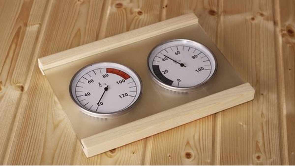 Karibu Klimamessstation Premium Thermo-Hygrometer aus Holz in Beige - Bild 2