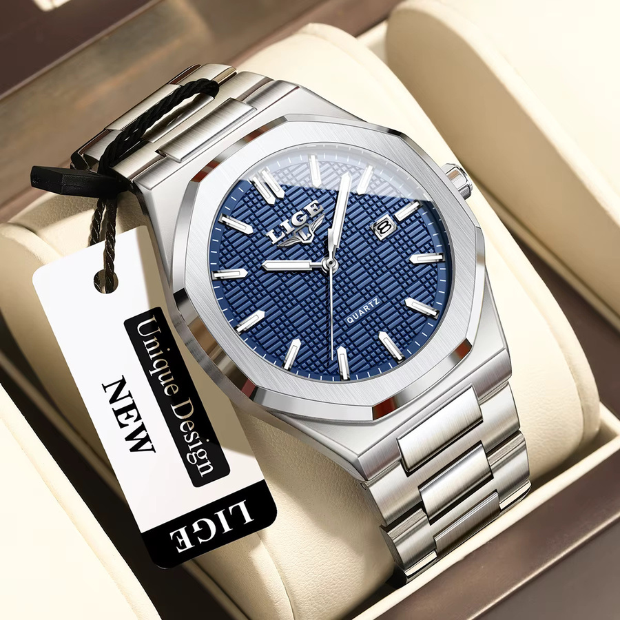 LIGE Armbanduhr Quarz, Edelstahl, Datum, Herren - Bild 2