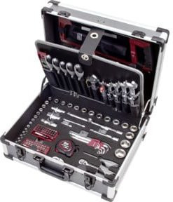 Kraftwerk Werkzeugkoffer B147 in Silber, 158-teiliges Set aus Aluminium mit Steckschlüsseln, Schraubendrehern, Zangen, Bits und Schlüsseln, 1/4 Zoll und 1/2 Zoll - Bild 1