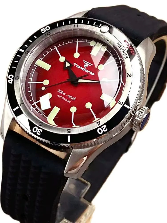 Tandorio Automatik-Taucheruhr, Edelstahl, 40 mm, Herren, 20 ATM, Schwarz - Bild 7